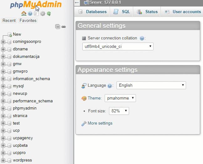 phpMyAdmin database