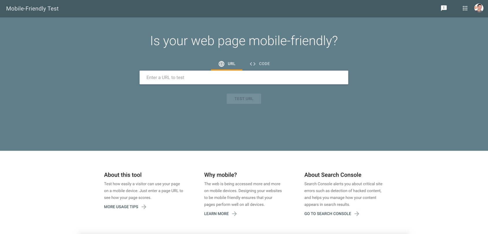 Google’s Mobile-Friendly homepage