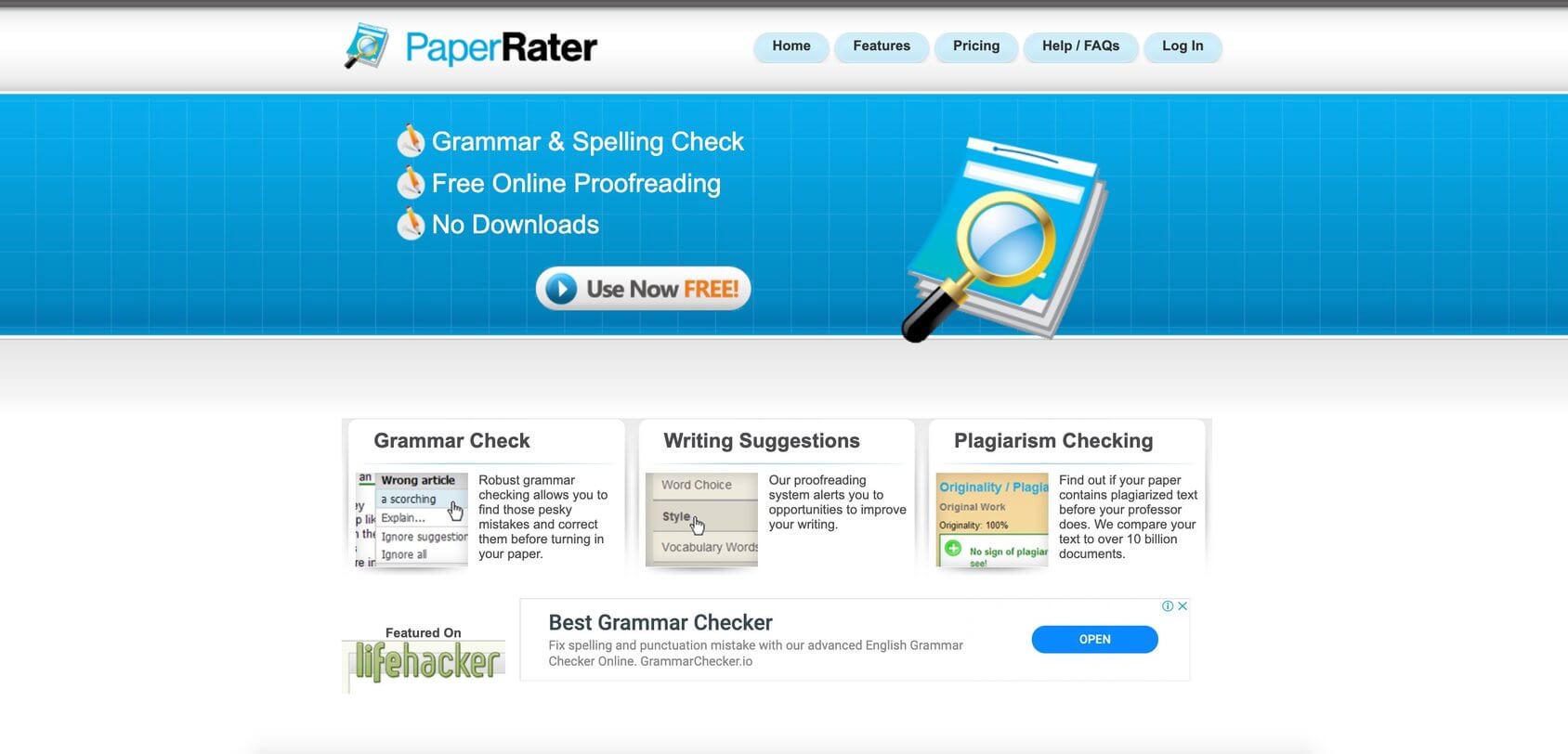paper rater tool homepage
