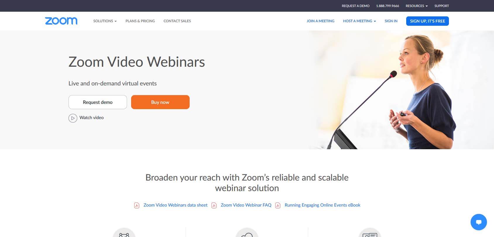 Zoom Webinar homepage