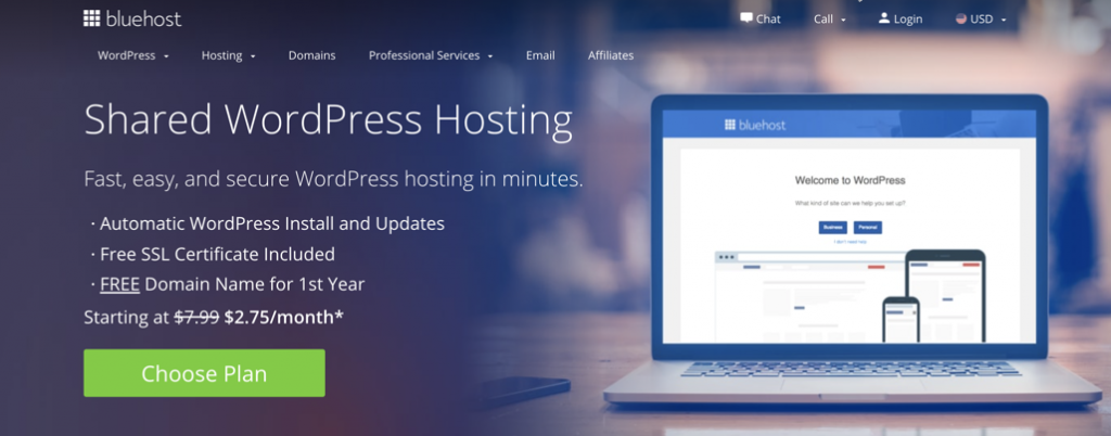 Bluehost wordpress hosting